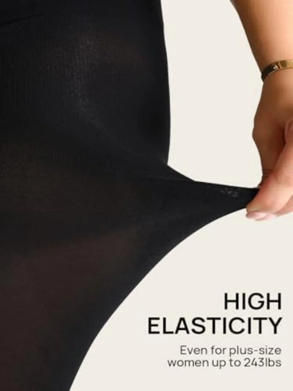 Ultra-Soft Plus Size Control Top Pantyhose Tights - 2 Pairs High Waist Comfort